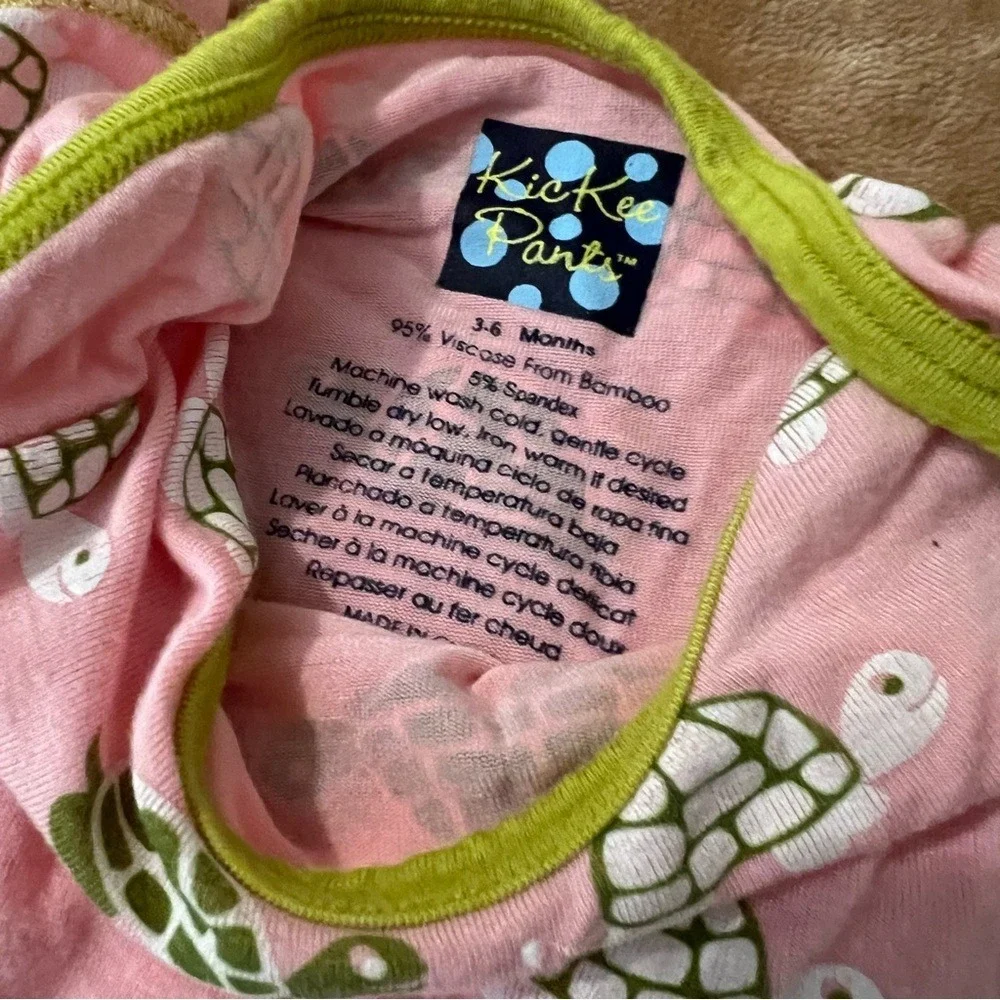 KicKee Pants Pink Turtle Ruffle Butt Bodysuit Bamboo Viscose 3-6 Months